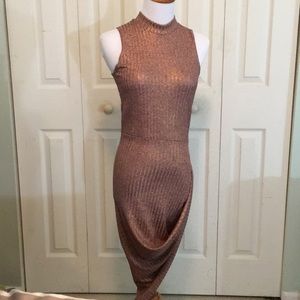 prettylittlething metallic asymmetric dress